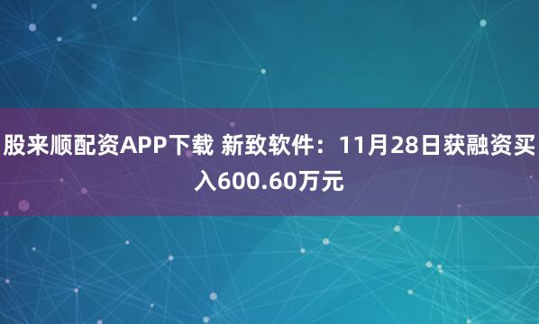 股来顺配资APP下载 新致软件：11月28日获融资买入600.60万元